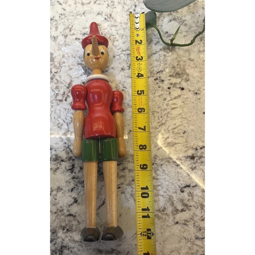 Vintage Pinocchio Jointed Articulated Doll Wooden Decor fairytales Geppetto - Picture 12 of 16